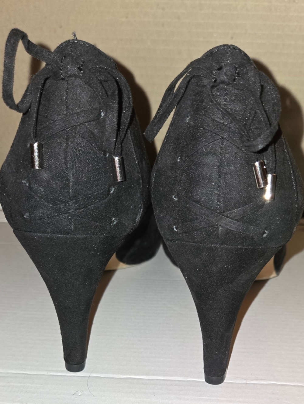 BNIB Kelly & Katie Louisa Black Lace Up Detail High Heel Shoes Sz 10 M - Picture 4 of 8